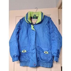 VTG 90's Izzi Women's Colorblock‎ Winter Ski Jacket Sz Large Blue Multicolor